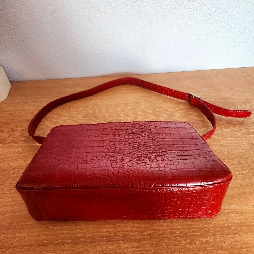 M. London Red Croco Shoulder Bag Genuine Leather